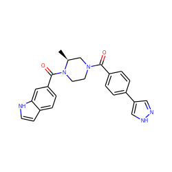 C[C@H]1CN(C(=O)c2ccc(-c3cn[nH]c3)cc2)CCN1C(=O)c1ccc2cc[nH]c2c1 ZINC000049047763