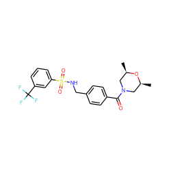 C[C@H]1CN(C(=O)c2ccc(CNS(=O)(=O)c3cccc(C(F)(F)F)c3)cc2)C[C@@H](C)O1 ZINC000012883304