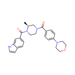 C[C@H]1CN(C(=O)c2ccc(N3CCOCC3)cc2)CCN1C(=O)c1ccc2cc[nH]c2c1 ZINC000049054688