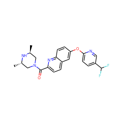 C[C@H]1CN(C(=O)c2ccc3cc(Oc4ccc(C(F)F)cn4)ccc3n2)C[C@H](C)N1 ZINC001772617701