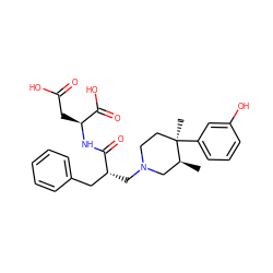 C[C@H]1CN(C[C@H](Cc2ccccc2)C(=O)N[C@@H](CC(=O)O)C(=O)O)CC[C@@]1(C)c1cccc(O)c1 ZINC000029126177