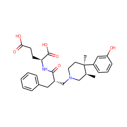 C[C@H]1CN(C[C@H](Cc2ccccc2)C(=O)N[C@@H](CCC(=O)O)C(=O)O)CC[C@@]1(C)c1cccc(O)c1 ZINC000029126136