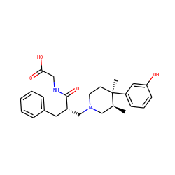 C[C@H]1CN(C[C@H](Cc2ccccc2)C(=O)NCC(=O)O)CC[C@@]1(C)c1cccc(O)c1 ZINC000003802417