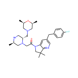 C[C@H]1CN(C[C@H]2CN[C@H](C)CN2CC(=O)N2CC(C)(C)c3ncc(Cc4ccc(F)cc4)cc32)C[C@@H](C)O1 ZINC000205466979