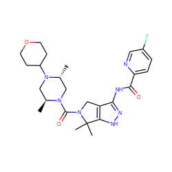 C[C@H]1CN(C2CCOCC2)[C@H](C)CN1C(=O)N1Cc2c(NC(=O)c3ccc(F)cn3)n[nH]c2C1(C)C ZINC000114180976