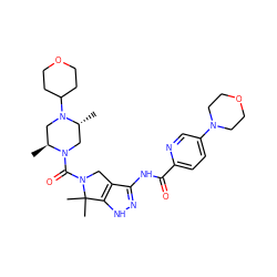 C[C@H]1CN(C2CCOCC2)[C@H](C)CN1C(=O)N1Cc2c(NC(=O)c3ccc(N4CCOCC4)cn3)n[nH]c2C1(C)C ZINC000114179514