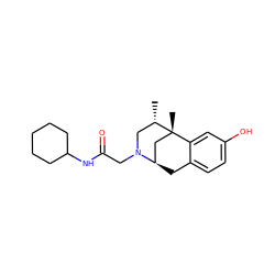 C[C@H]1CN(CC(=O)NC2CCCCC2)[C@@H]2Cc3ccc(O)cc3[C@]1(C)C2 ZINC000101365340