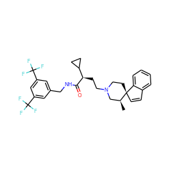 C[C@H]1CN(CC[C@@H](C(=O)NCc2cc(C(F)(F)F)cc(C(F)(F)F)c2)C2CC2)CC[C@@]12C=Cc1ccccc12 ZINC000029040075