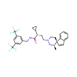 C[C@H]1CN(CC[C@H](C(=O)NCc2cc(C(F)(F)F)cc(C(F)(F)F)c2)C2CC2)CC[C@@]12C=Cc1ccccc12 ZINC000029040073