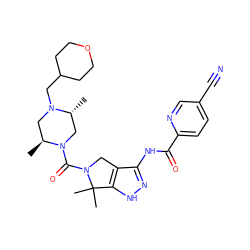 C[C@H]1CN(CC2CCOCC2)[C@H](C)CN1C(=O)N1Cc2c(NC(=O)c3ccc(C#N)cn3)n[nH]c2C1(C)C ZINC000114182660