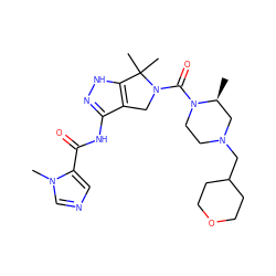 C[C@H]1CN(CC2CCOCC2)CCN1C(=O)N1Cc2c(NC(=O)c3cncn3C)n[nH]c2C1(C)C ZINC000149481725