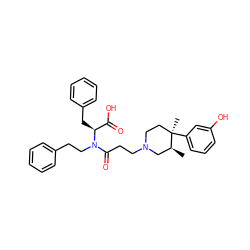 C[C@H]1CN(CCC(=O)N(CCc2ccccc2)[C@@H](Cc2ccccc2)C(=O)O)CC[C@@]1(C)c1cccc(O)c1 ZINC000029126424