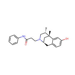 C[C@H]1CN(CCC(=O)Nc2ccccc2)[C@@H]2Cc3ccc(O)cc3[C@]1(C)C2 ZINC000101365310