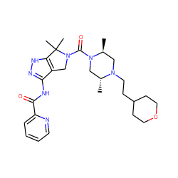 C[C@H]1CN(CCC2CCOCC2)[C@H](C)CN1C(=O)N1Cc2c(NC(=O)c3ccccn3)n[nH]c2C1(C)C ZINC000114216342