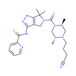 C[C@H]1CN(CCCC#N)[C@H](C)CN1C(=O)N1Cc2c(NC(=O)c3ccccn3)n[nH]c2C1(C)C ZINC000114183170