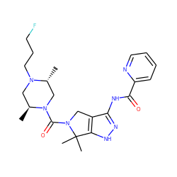 C[C@H]1CN(CCCF)[C@H](C)CN1C(=O)N1Cc2c(NC(=O)c3ccccn3)n[nH]c2C1(C)C ZINC000114179531