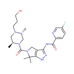 C[C@H]1CN(CCCO)[C@H](C)CN1C(=O)N1Cc2c(NC(=O)c3ccc(F)cn3)n[nH]c2C1(C)C ZINC000114182473