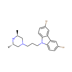 C[C@H]1CN(CCCn2c3ccc(Br)cc3c3cc(Br)ccc32)C[C@H](C)N1 ZINC000027518883