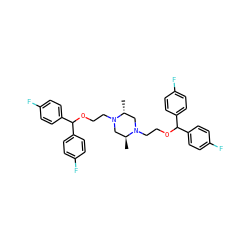 C[C@H]1CN(CCOC(c2ccc(F)cc2)c2ccc(F)cc2)[C@H](C)CN1CCOC(c1ccc(F)cc1)c1ccc(F)cc1 ZINC000027525006