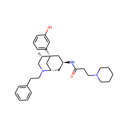 C[C@H]1CN(CCc2ccccc2)[C@H]2C[C@H](NC(=O)CCN3CCCCC3)C[C@@]1(c1cccc(O)c1)C2 ZINC000253635808