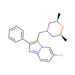 C[C@H]1CN(Cc2c(-c3ccccc3)nc3ccc(Cl)cn23)C[C@@H](C)O1 ZINC000012338555