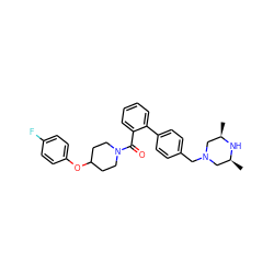 C[C@H]1CN(Cc2ccc(-c3ccccc3C(=O)N3CCC(Oc4ccc(F)cc4)CC3)cc2)C[C@@H](C)N1 ZINC000040936219