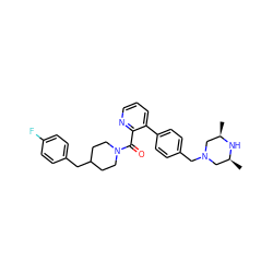 C[C@H]1CN(Cc2ccc(-c3cccnc3C(=O)N3CCC(Cc4ccc(F)cc4)CC3)cc2)C[C@@H](C)N1 ZINC000040874848