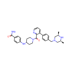 C[C@H]1CN(Cc2ccc(-c3cccnc3C(=O)N3CCC(Nc4ccc(C(N)=O)cc4)CC3)cc2)C[C@@H](C)N1 ZINC000044387154