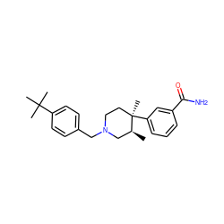 C[C@H]1CN(Cc2ccc(C(C)(C)C)cc2)CC[C@@]1(C)c1cccc(C(N)=O)c1 ZINC000013587983