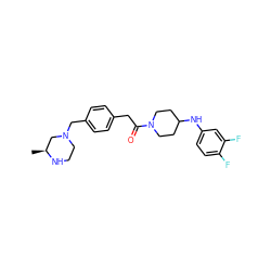 C[C@H]1CN(Cc2ccc(CC(=O)N3CCC(Nc4ccc(F)c(F)c4)CC3)cc2)CCN1 ZINC000034850411