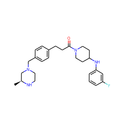 C[C@H]1CN(Cc2ccc(CCC(=O)N3CCC(Nc4cccc(F)c4)CC3)cc2)CCN1 ZINC000034849861