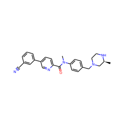 C[C@H]1CN(Cc2ccc(N(C)C(=O)c3ccc(-c4cccc(C#N)c4)cn3)cc2)CCN1 ZINC000095598500