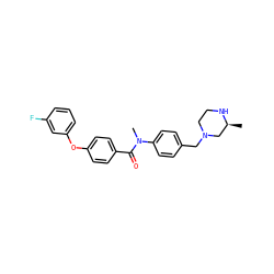 C[C@H]1CN(Cc2ccc(N(C)C(=O)c3ccc(Oc4cccc(F)c4)cc3)cc2)CCN1 ZINC000095598475