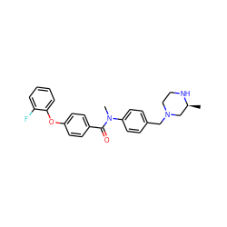 C[C@H]1CN(Cc2ccc(N(C)C(=O)c3ccc(Oc4ccccc4F)cc3)cc2)CCN1 ZINC000095598488