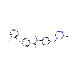 C[C@H]1CN(Cc2ccc(N(C)C(=O)c3ccc(Oc4ccccc4F)nc3)cc2)CCN1 ZINC000095598490