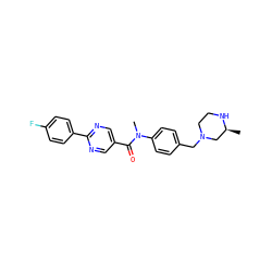 C[C@H]1CN(Cc2ccc(N(C)C(=O)c3cnc(-c4ccc(F)cc4)nc3)cc2)CCN1 ZINC000095598461