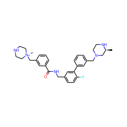 C[C@H]1CN(Cc2cccc(-c3cc(CNC(=O)c4cccc(C[N+]5(C)CCNCC5)c4)ccc3F)c2)CCN1 ZINC000034644476