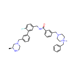 C[C@H]1CN(Cc2cccc(-c3cc(CNC(=O)c4cccc(CN5CC[N+](C)(Cc6ccccc6)CC5)c4)ccc3F)c2)CCN1 ZINC000043021284