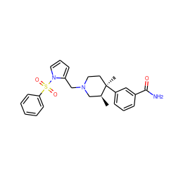 C[C@H]1CN(Cc2cccn2S(=O)(=O)c2ccccc2)CC[C@@]1(C)c1cccc(C(N)=O)c1 ZINC000013587990