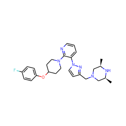 C[C@H]1CN(Cc2ccn(-c3cccnc3N3CCC(Oc4ccc(F)cc4)CC3)n2)C[C@@H](C)N1 ZINC000095598465