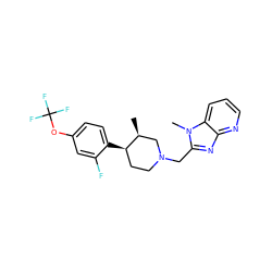 C[C@H]1CN(Cc2nc3ncccc3n2C)CC[C@H]1c1ccc(OC(F)(F)F)cc1F ZINC000071329333