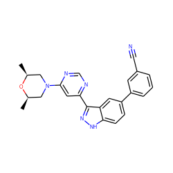 C[C@H]1CN(c2cc(-c3n[nH]c4ccc(-c5cccc(C#N)c5)cc34)ncn2)C[C@@H](C)O1 ZINC000225563819