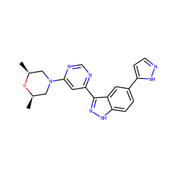 C[C@H]1CN(c2cc(-c3n[nH]c4ccc(-c5ccn[nH]5)cc34)ncn2)C[C@@H](C)O1 ZINC000225561304