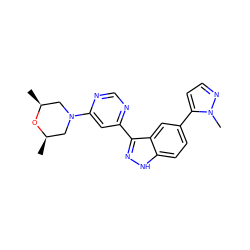 C[C@H]1CN(c2cc(-c3n[nH]c4ccc(-c5ccnn5C)cc34)ncn2)C[C@@H](C)O1 ZINC000225572842