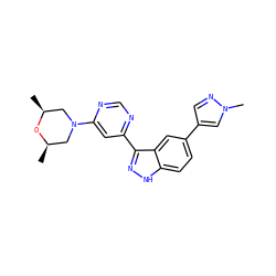 C[C@H]1CN(c2cc(-c3n[nH]c4ccc(-c5cnn(C)c5)cc34)ncn2)C[C@@H](C)O1 ZINC000225546682