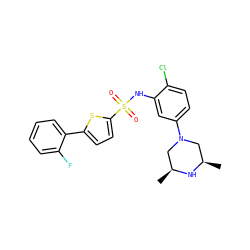 C[C@H]1CN(c2ccc(Cl)c(NS(=O)(=O)c3ccc(-c4ccccc4F)s3)c2)C[C@@H](C)N1 ZINC000095598592