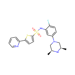 C[C@H]1CN(c2ccc(F)c(NS(=O)(=O)c3ccc(-c4ccccn4)s3)c2)C[C@@H](C)N1 ZINC000029124730