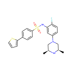 C[C@H]1CN(c2ccc(F)c(NS(=O)(=O)c3ccc(-c4cccs4)cc3)c2)C[C@@H](C)N1 ZINC000095598538