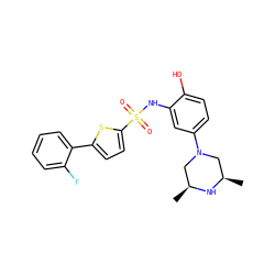 C[C@H]1CN(c2ccc(O)c(NS(=O)(=O)c3ccc(-c4ccccc4F)s3)c2)C[C@@H](C)N1 ZINC000095598575