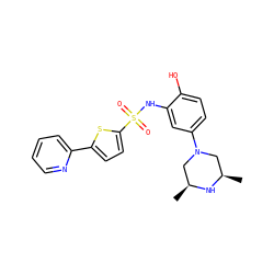 C[C@H]1CN(c2ccc(O)c(NS(=O)(=O)c3ccc(-c4ccccn4)s3)c2)C[C@@H](C)N1 ZINC000095598522